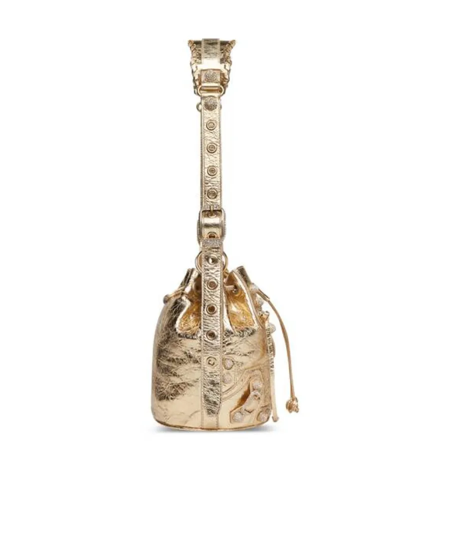 Le Cagole Xs Metallized Shoulder Bag With Rhinestones