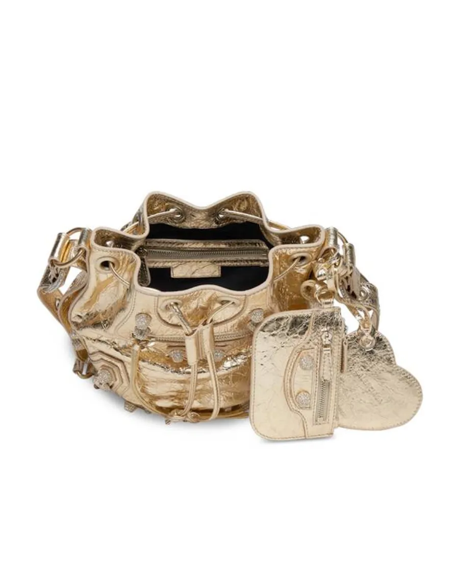 Le Cagole Xs Metallized Shoulder Bag With Rhinestones