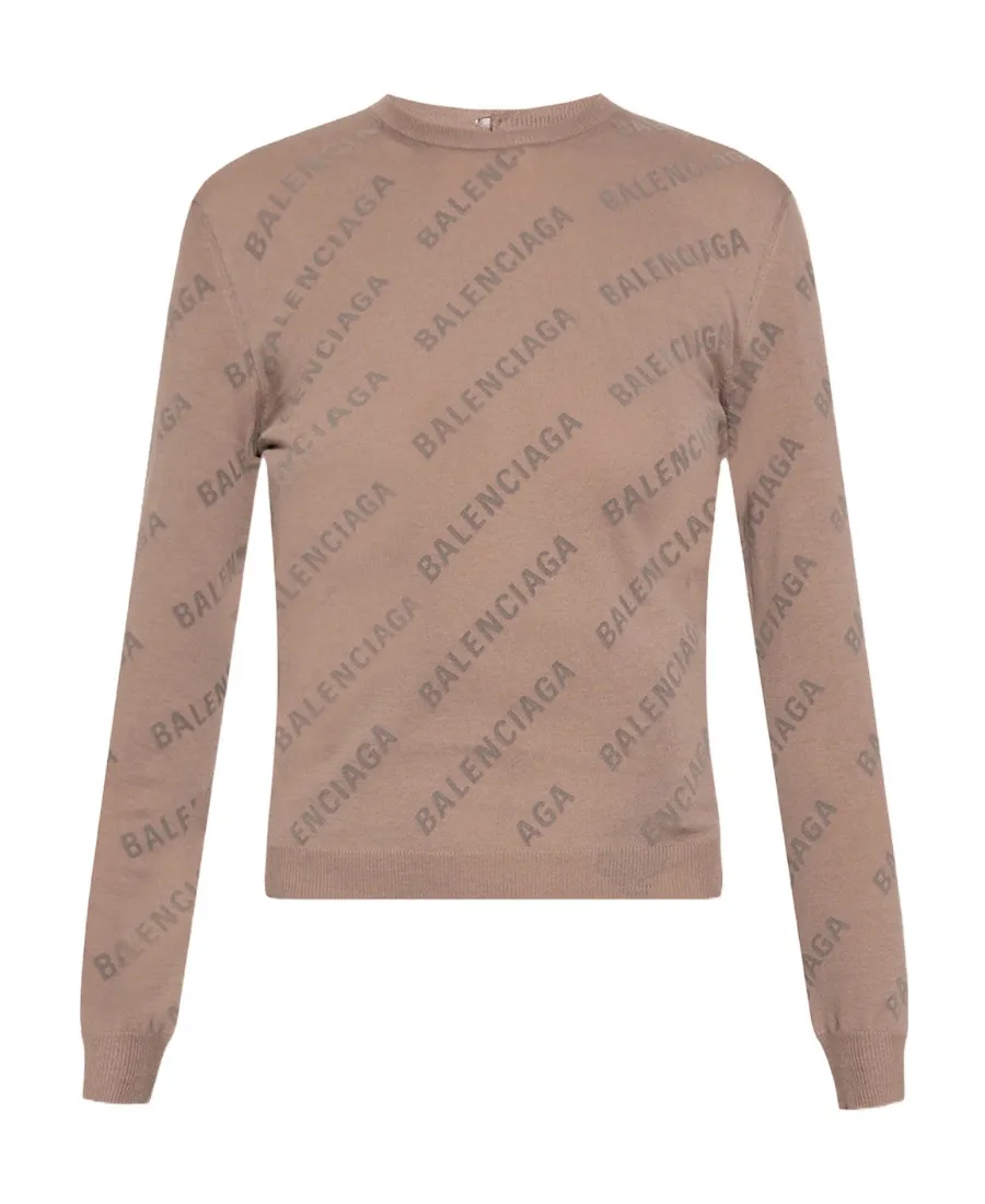Allover Logo Print Knit Top