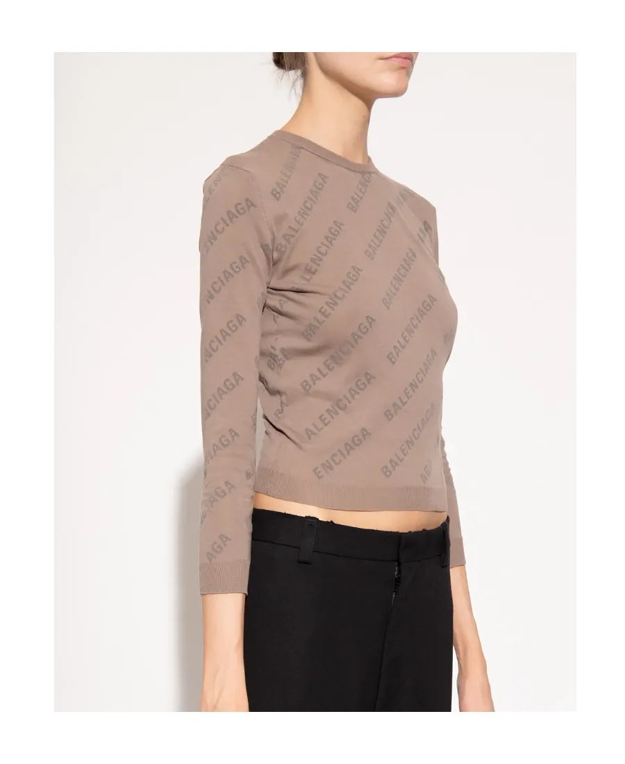 Allover Logo Print Knit Top
