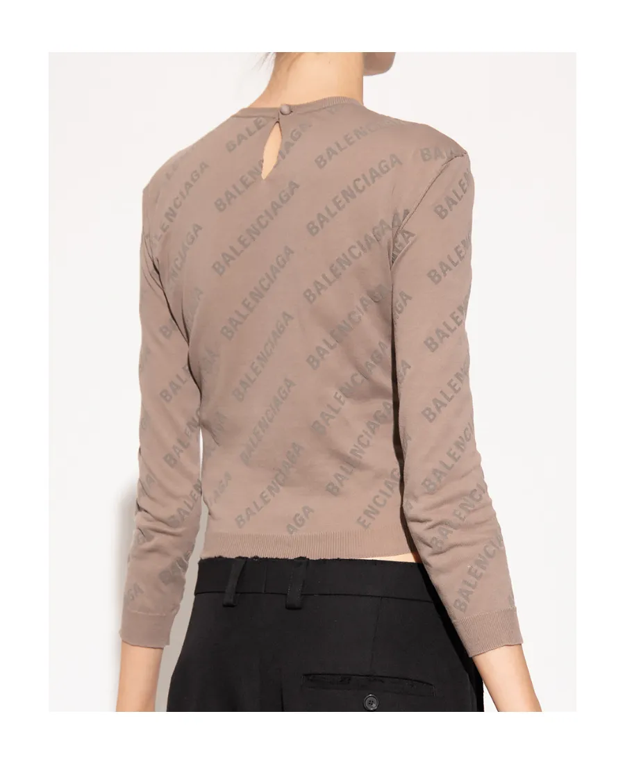 Allover Logo Print Knit Top