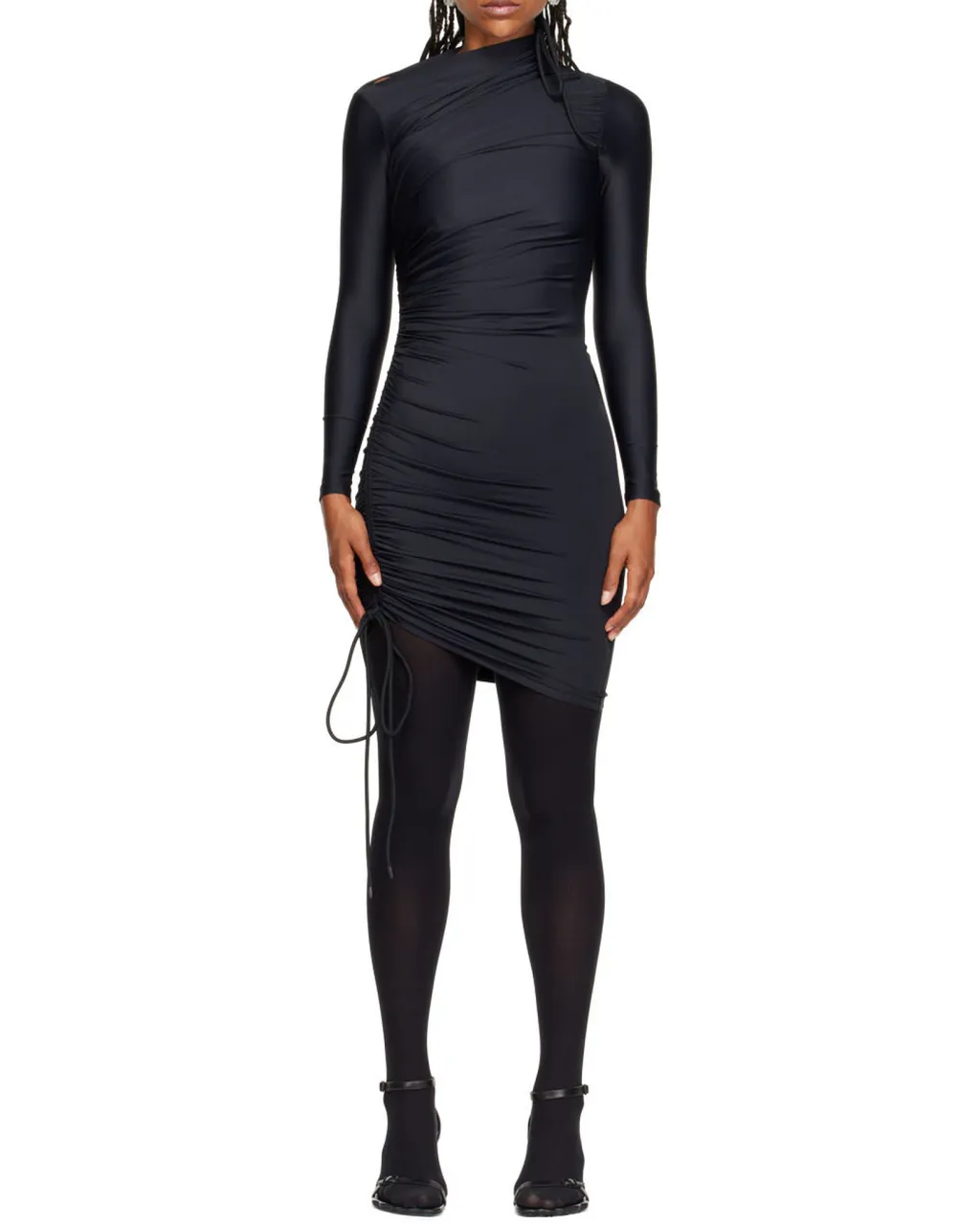 Asymmetric Drawstring Dress
