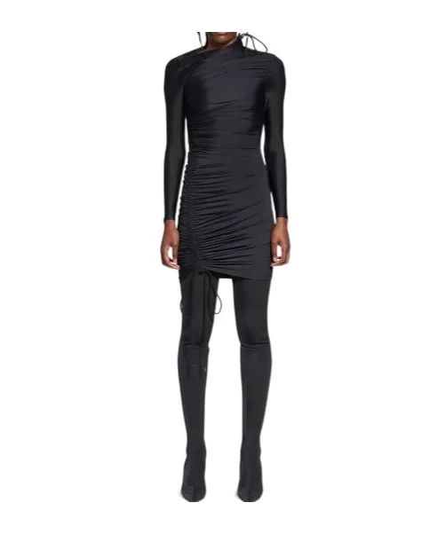 Asymmetric Drawstring Dress