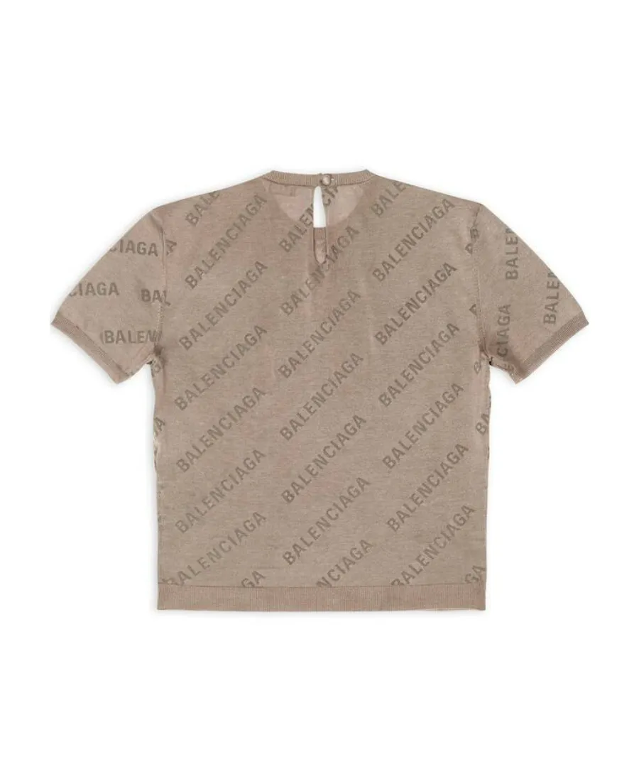 Allover Logo Print Crewneck Knitted Top