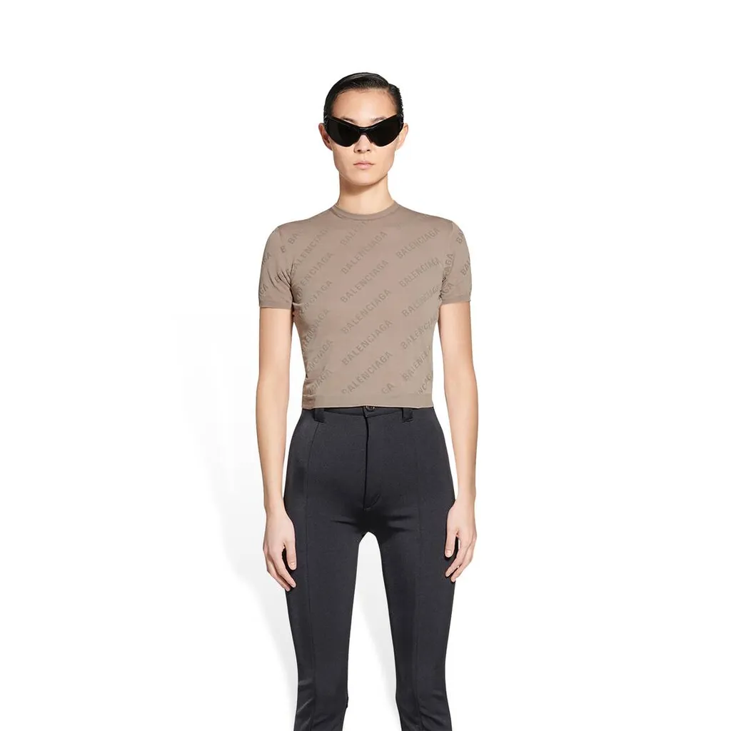 Allover Logo Print Crewneck Knitted Top