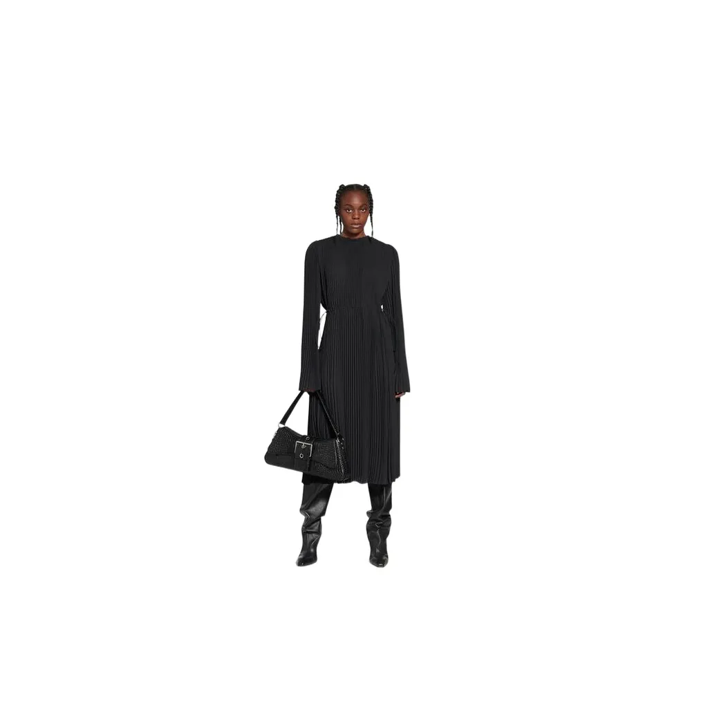 Pleated Drawstring Dress