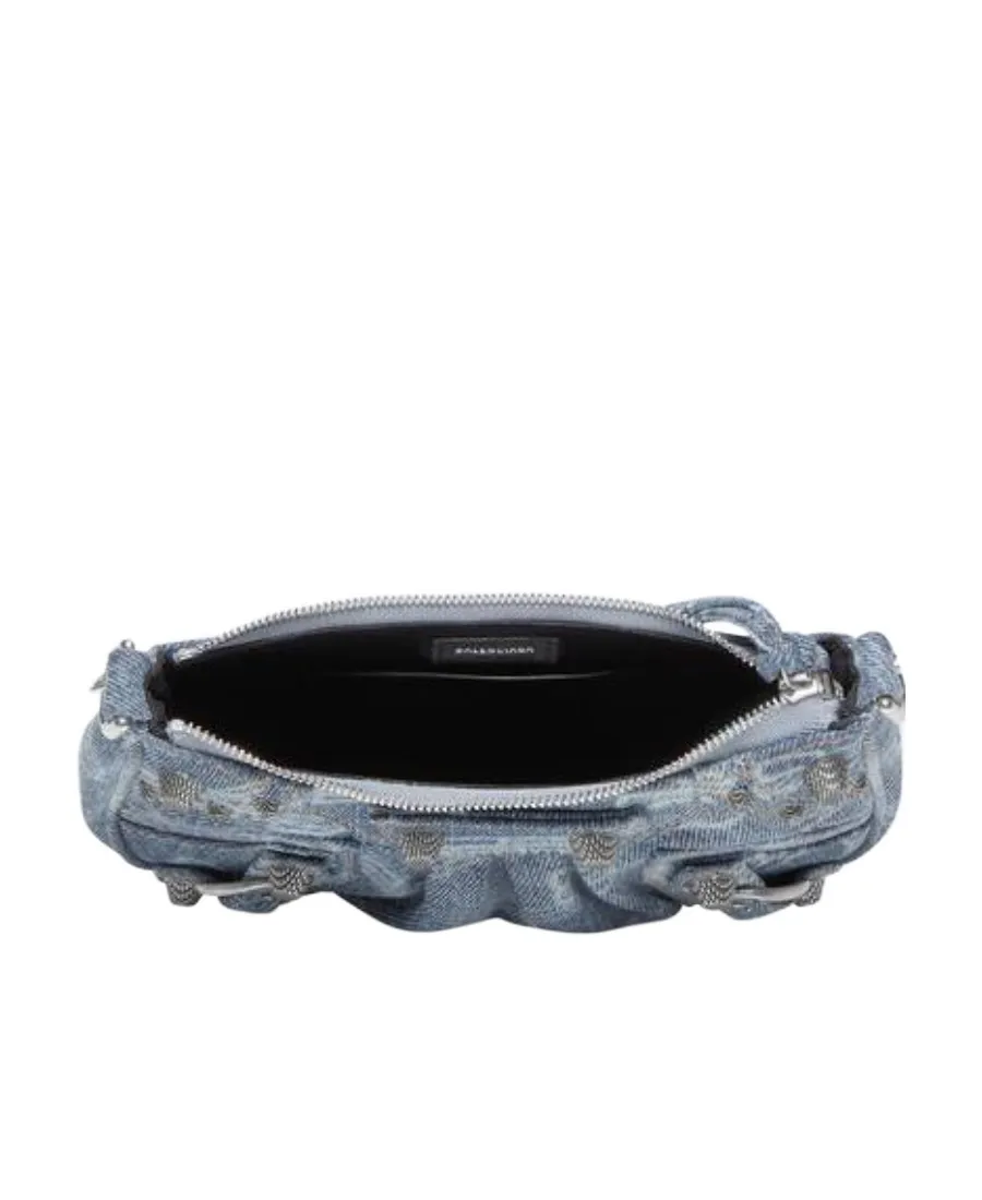 Le Cagole Mini Chain Bag Bb Monogram Denim Bleached Blue