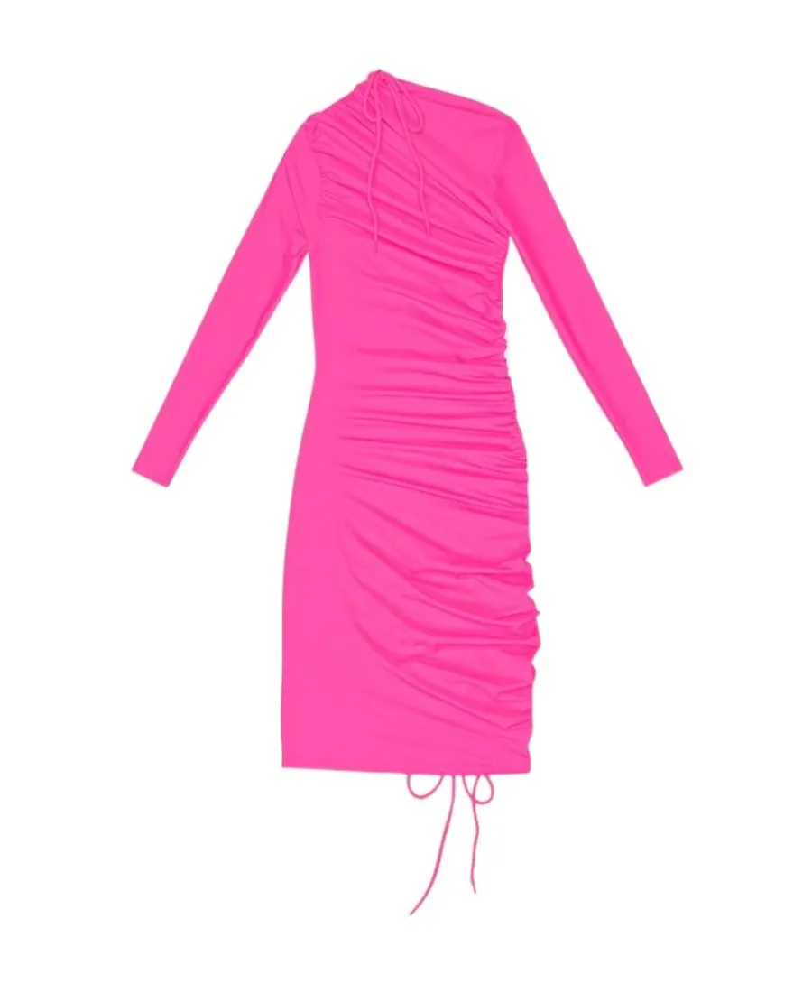 Asymmetric Drawstring Dress