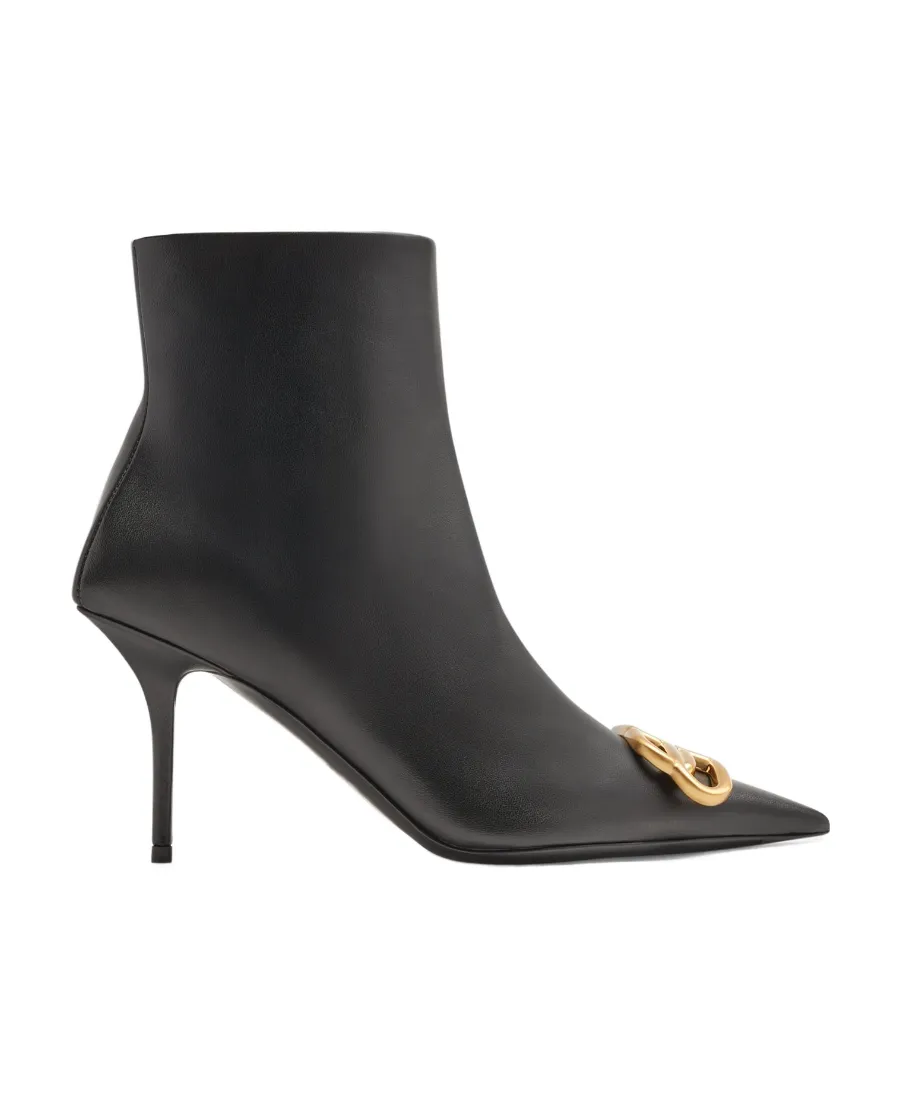 Logo Plaque Pointed-Toe Ankle Boots