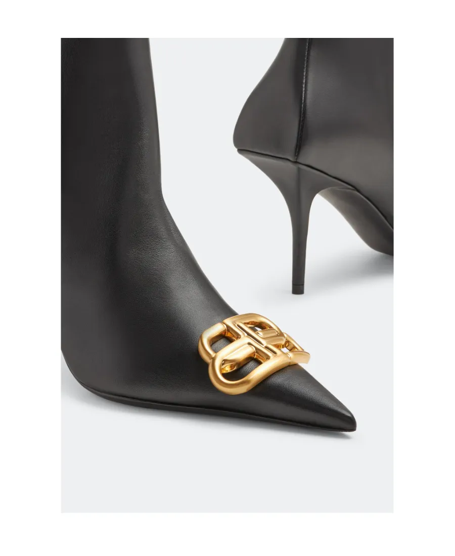 Logo Plaque Pointed-Toe Ankle Boots