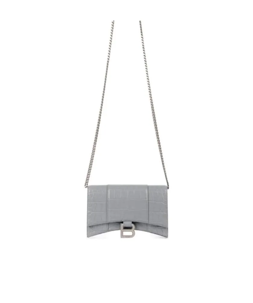 Hourglass Crocodile-Effect Clutch Bag