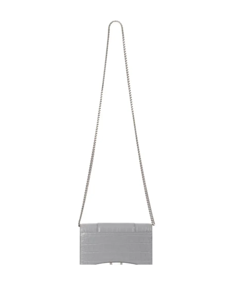 Hourglass Crocodile-Effect Clutch Bag