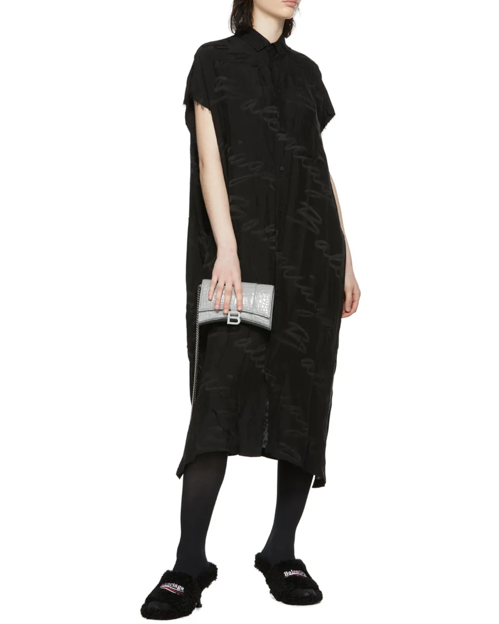 Hourglass Crocodile-Effect Clutch Bag