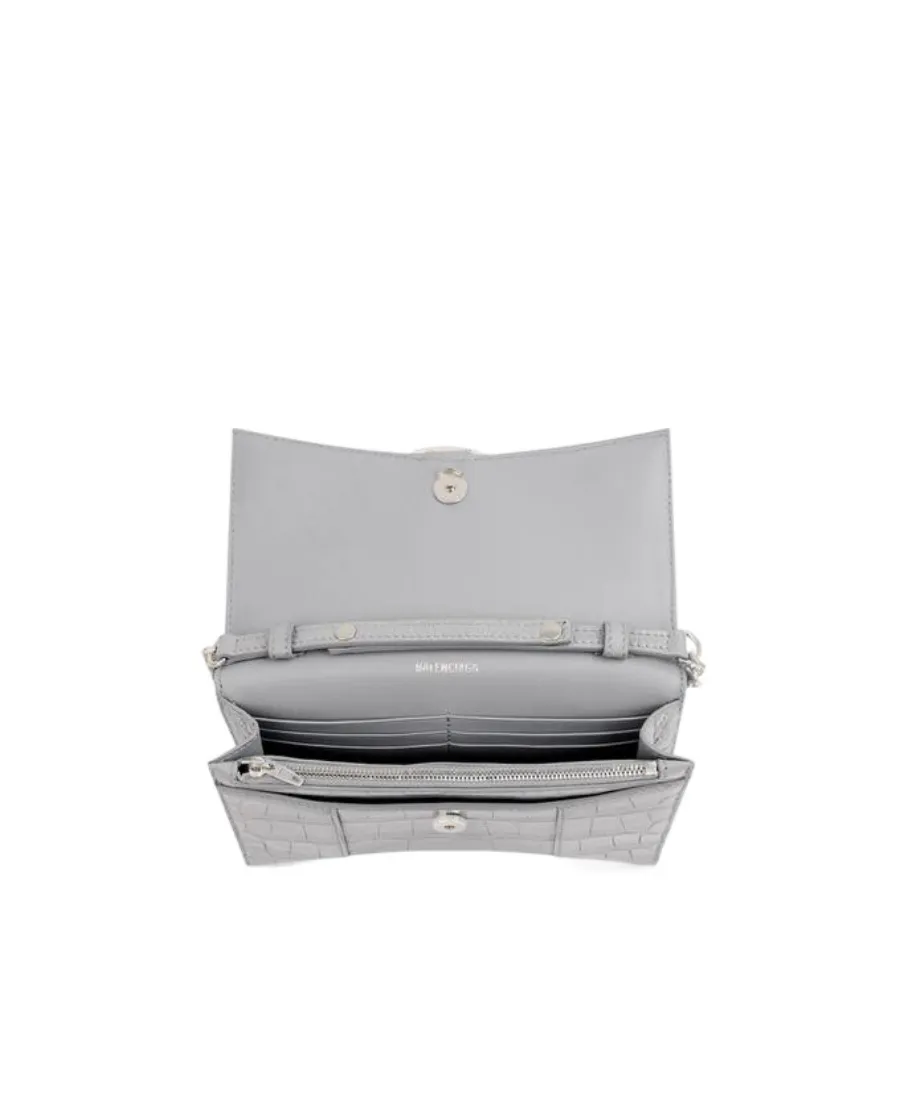 Hourglass Crocodile-Effect Clutch Bag