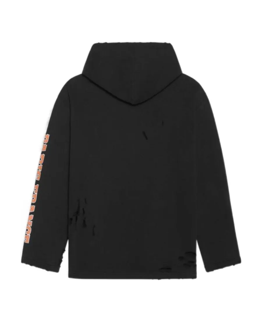 Distressed Logo Printed Hoodie