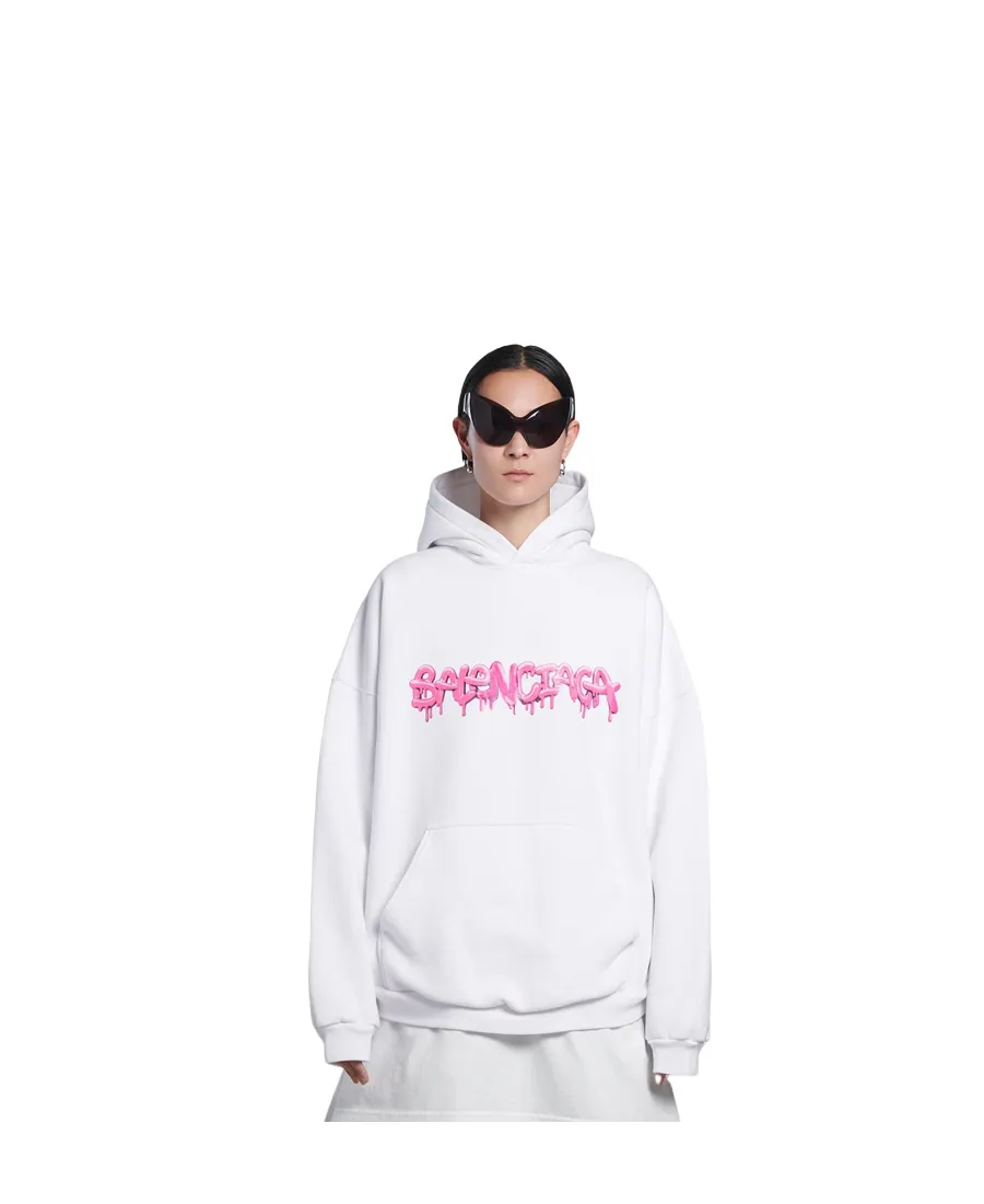 Logo Print Ribbed Hem Hoodie