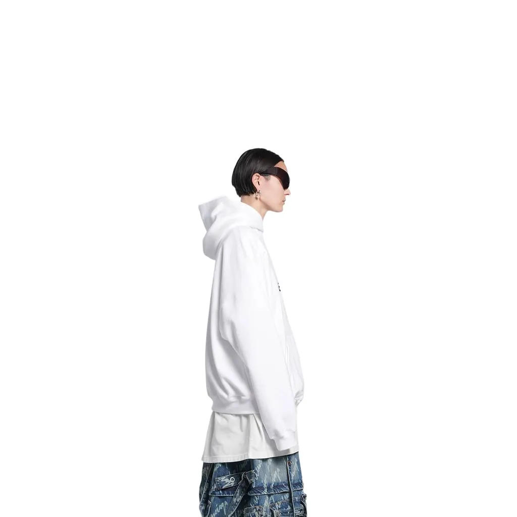 Logo Print Ribbed Hem Hoodie