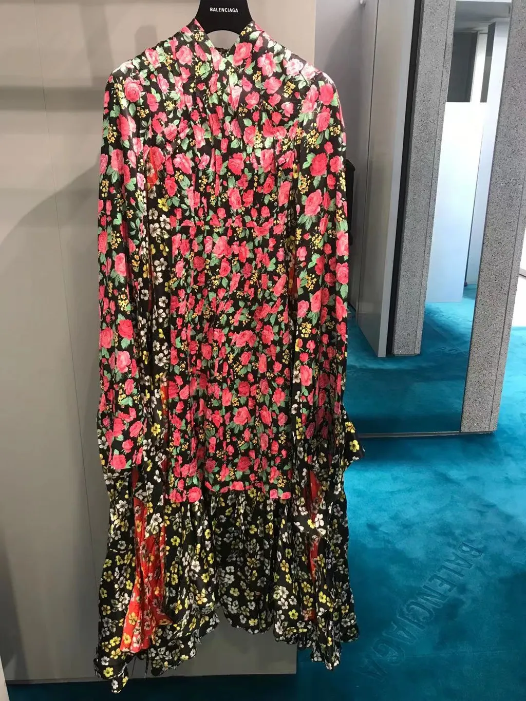 Asymmetric Hem Patched Long Dress