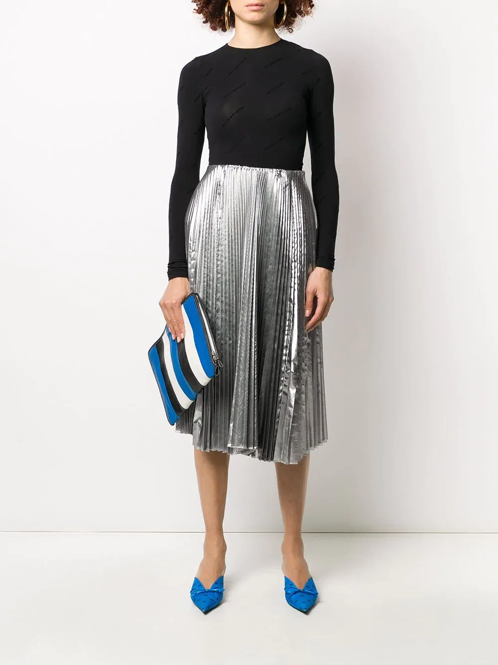 Metallic Pleated Skirt