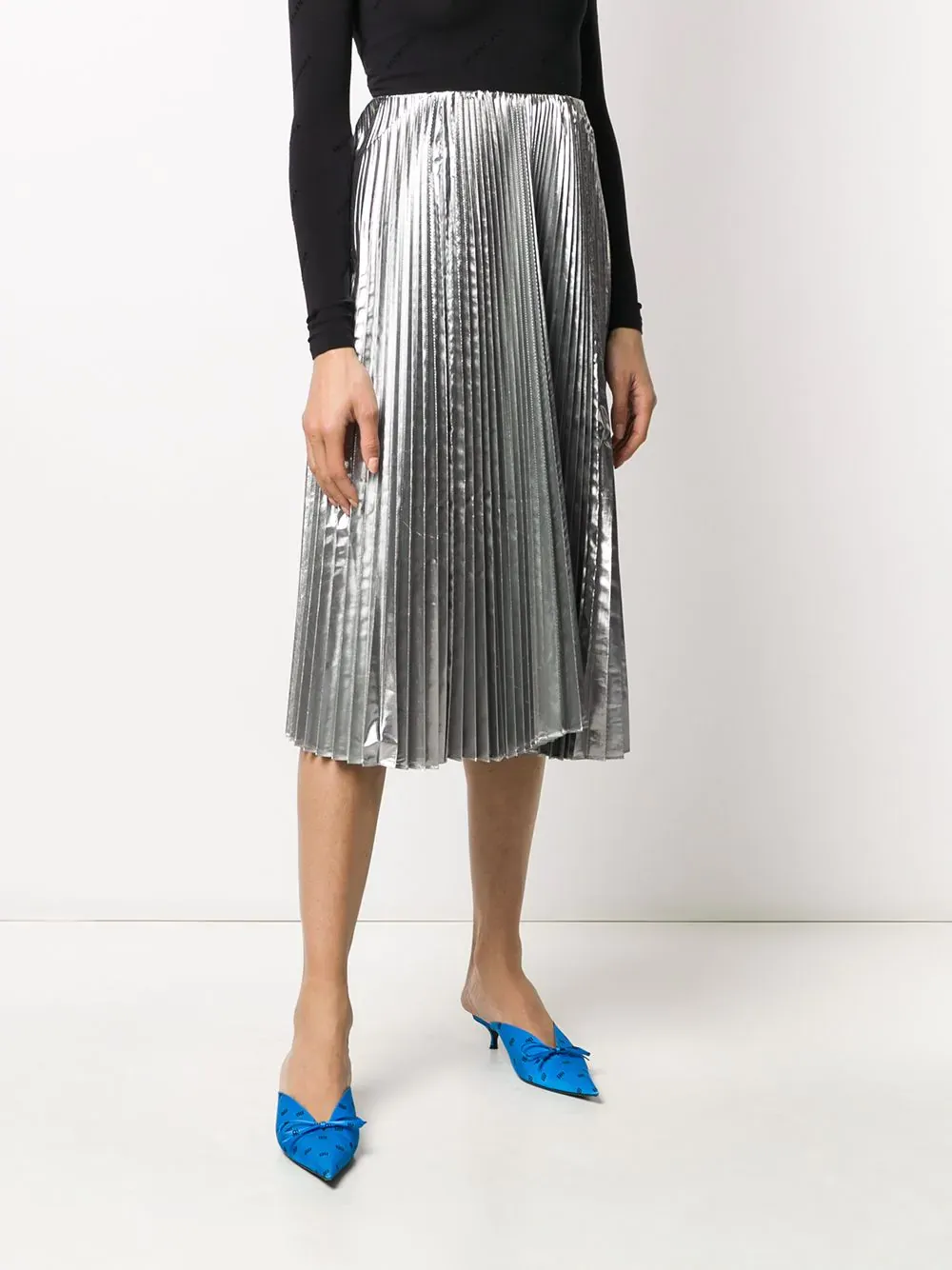 Metallic Pleated Skirt
