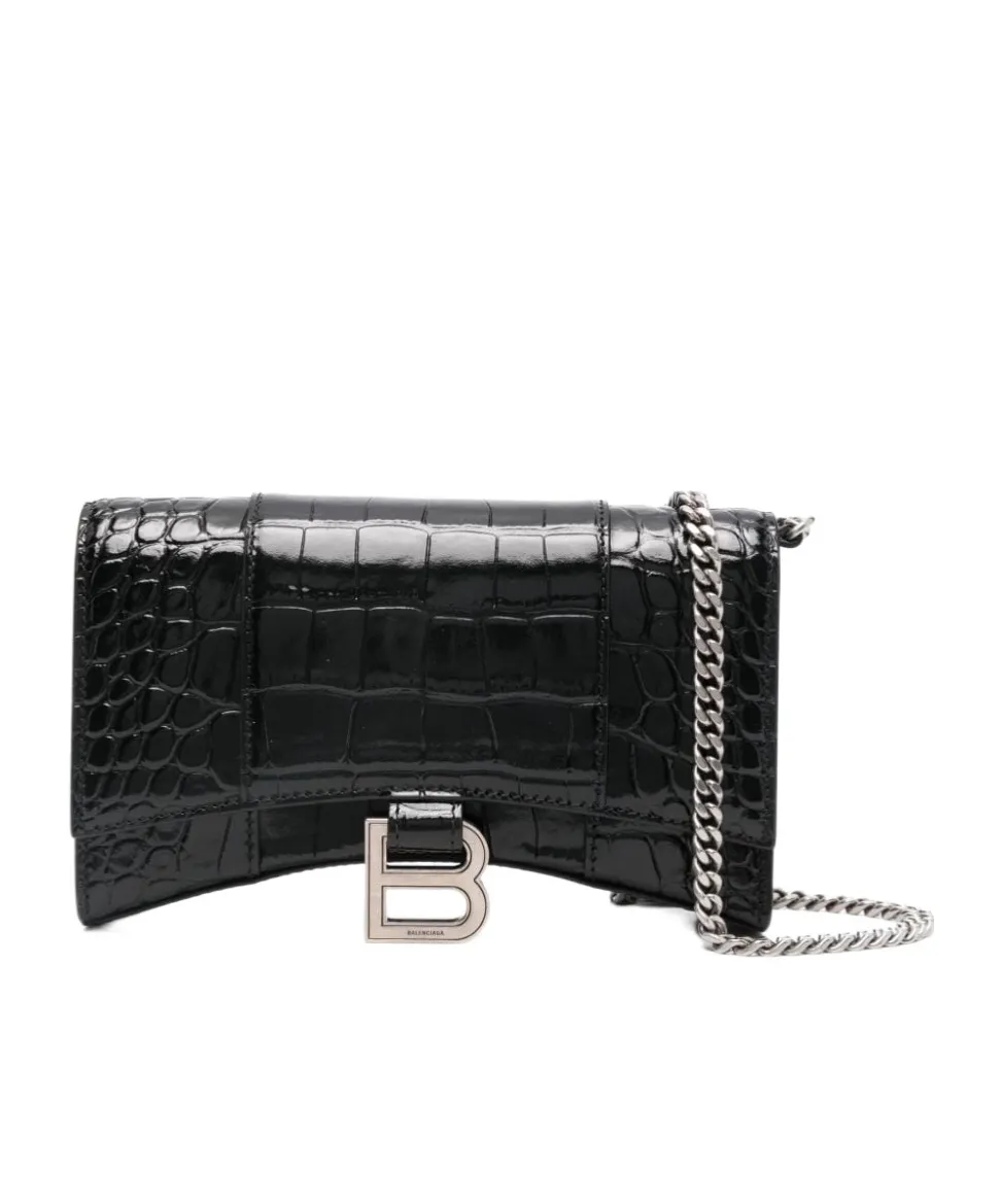 Hourglass Embossed Chain Wallet