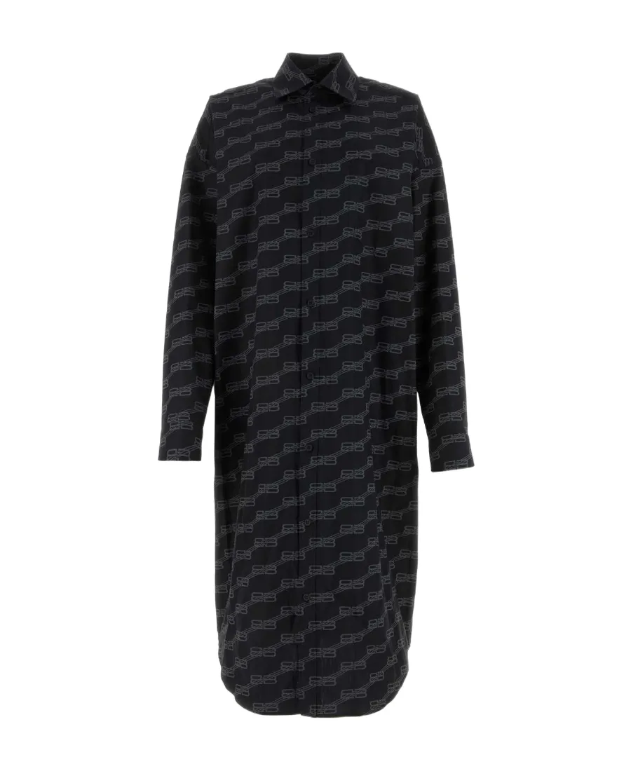 All-Over Logo Printed Poplin Shirt Dress