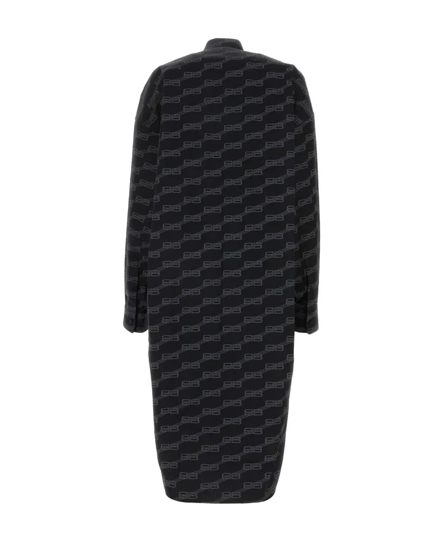 All-Over Logo Printed Poplin Shirt Dress