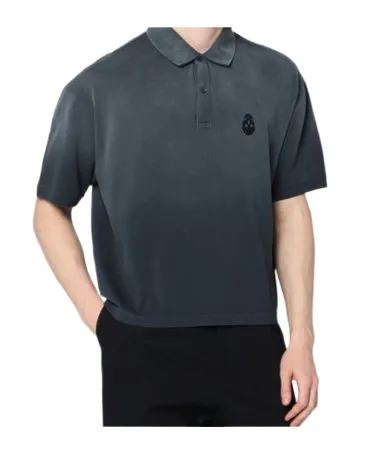 Skull-Logo Faded Effect Polo Shirt
