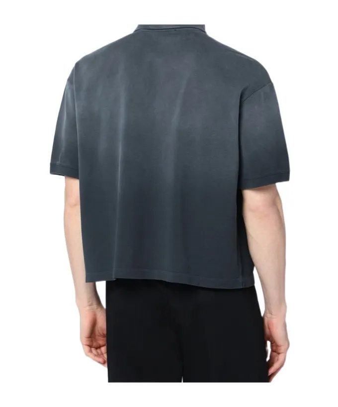 Skull-Logo Faded Effect Polo Shirt