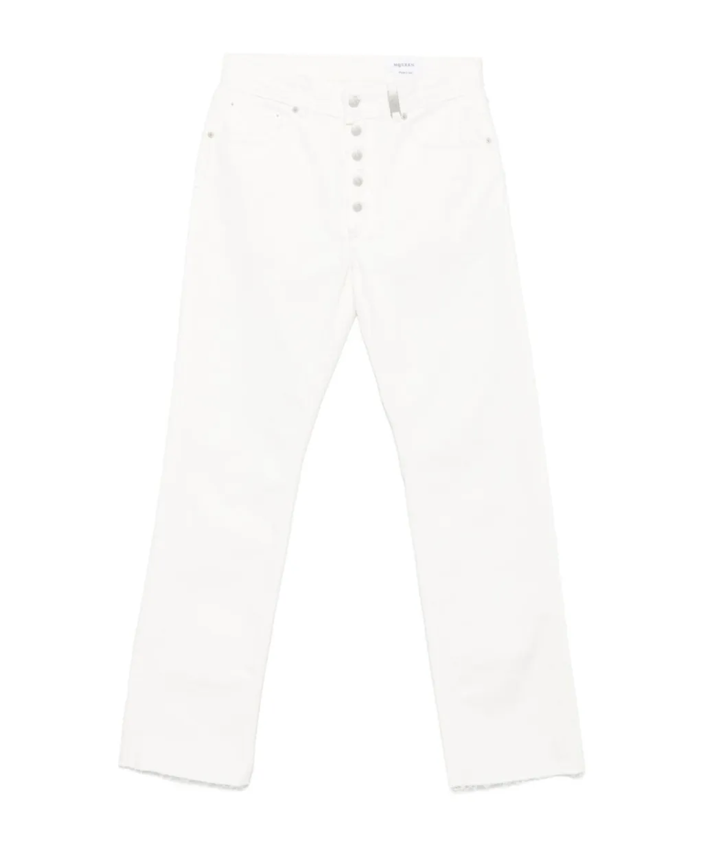 Straight-Leg Frayed-Edge Jeans
