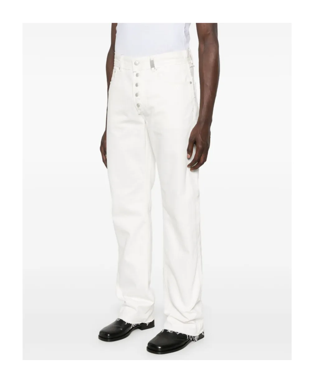 Straight-Leg Frayed-Edge Jeans