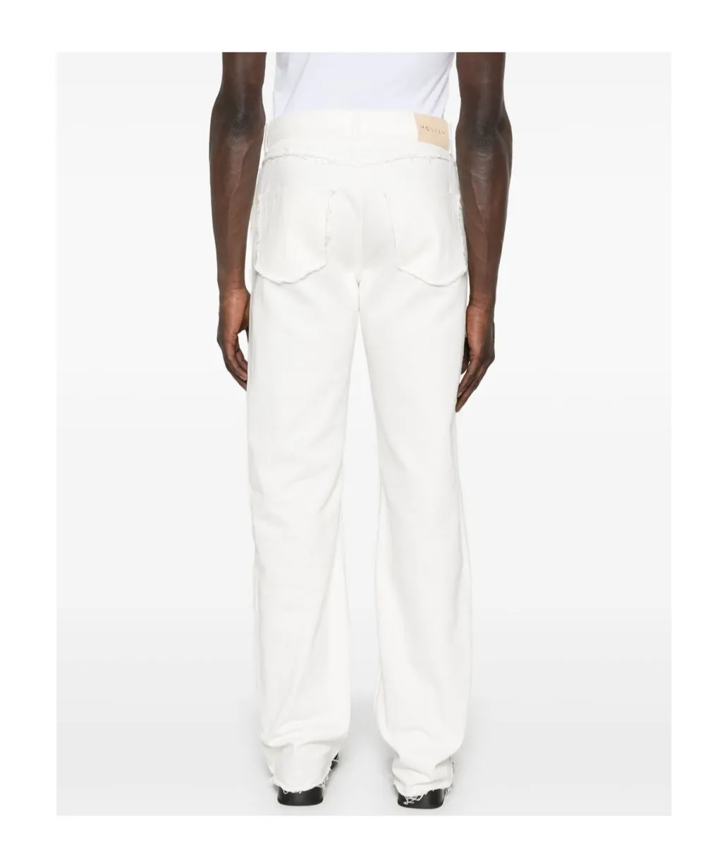 Straight-Leg Frayed-Edge Jeans