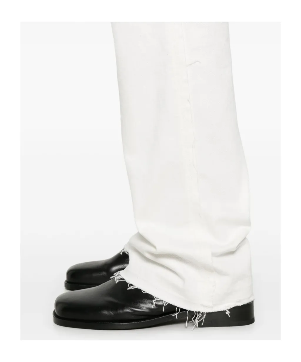 Straight-Leg Frayed-Edge Jeans