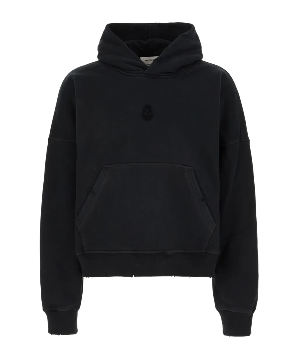 Skull Detailed Distressed Hoodie