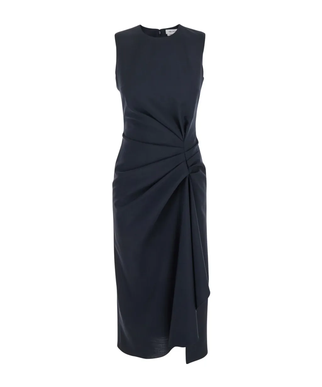 Draped Asymmetric-Hem Sleeveless Dress