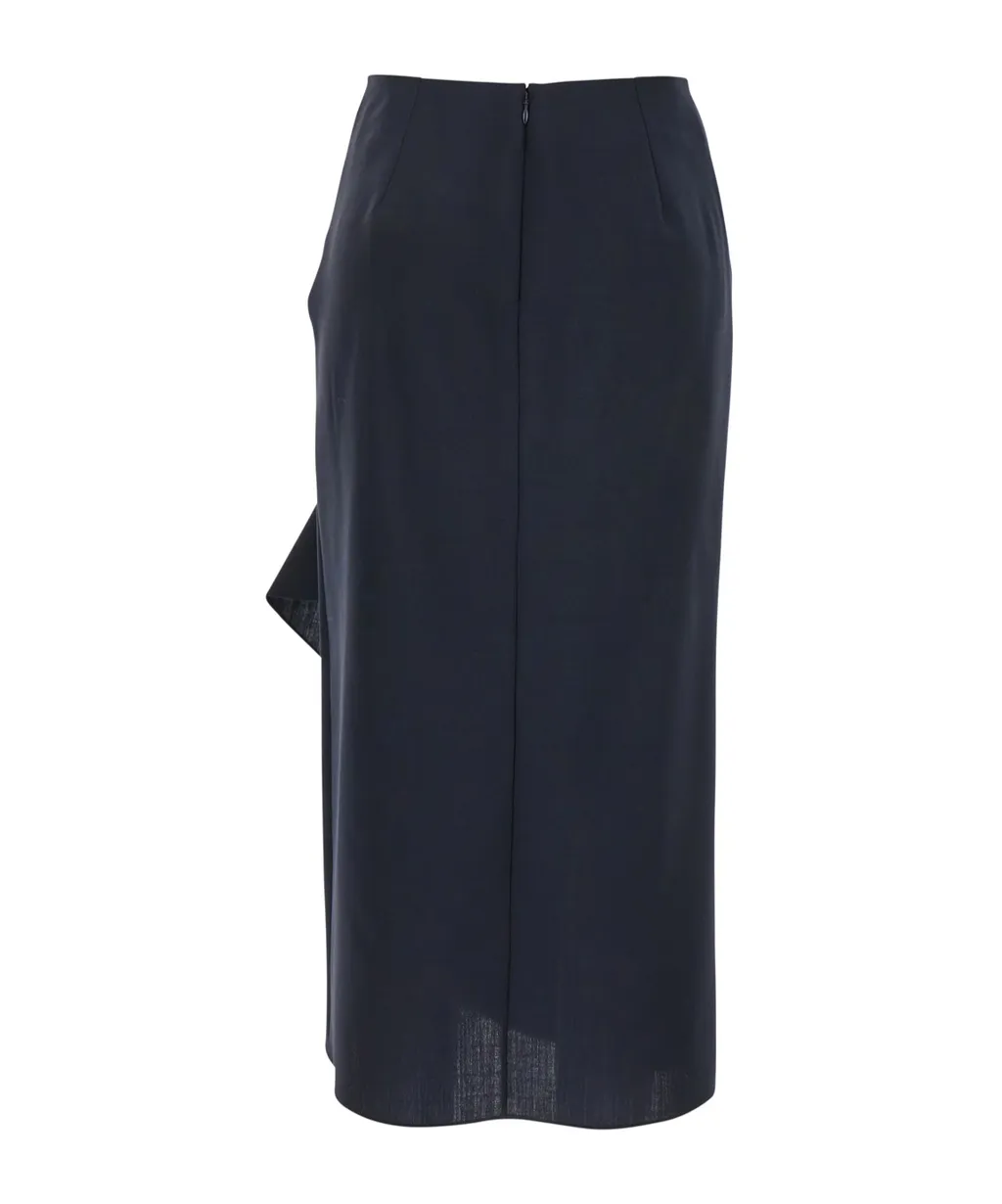 Asymmetric Gathered Midi Skirt