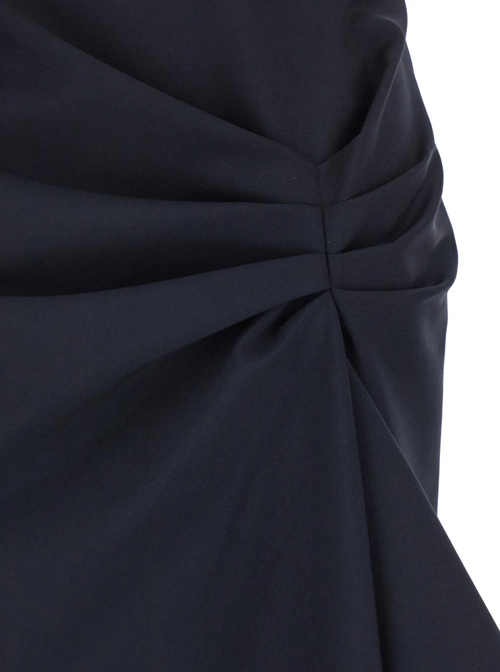 Asymmetric Gathered Midi Skirt