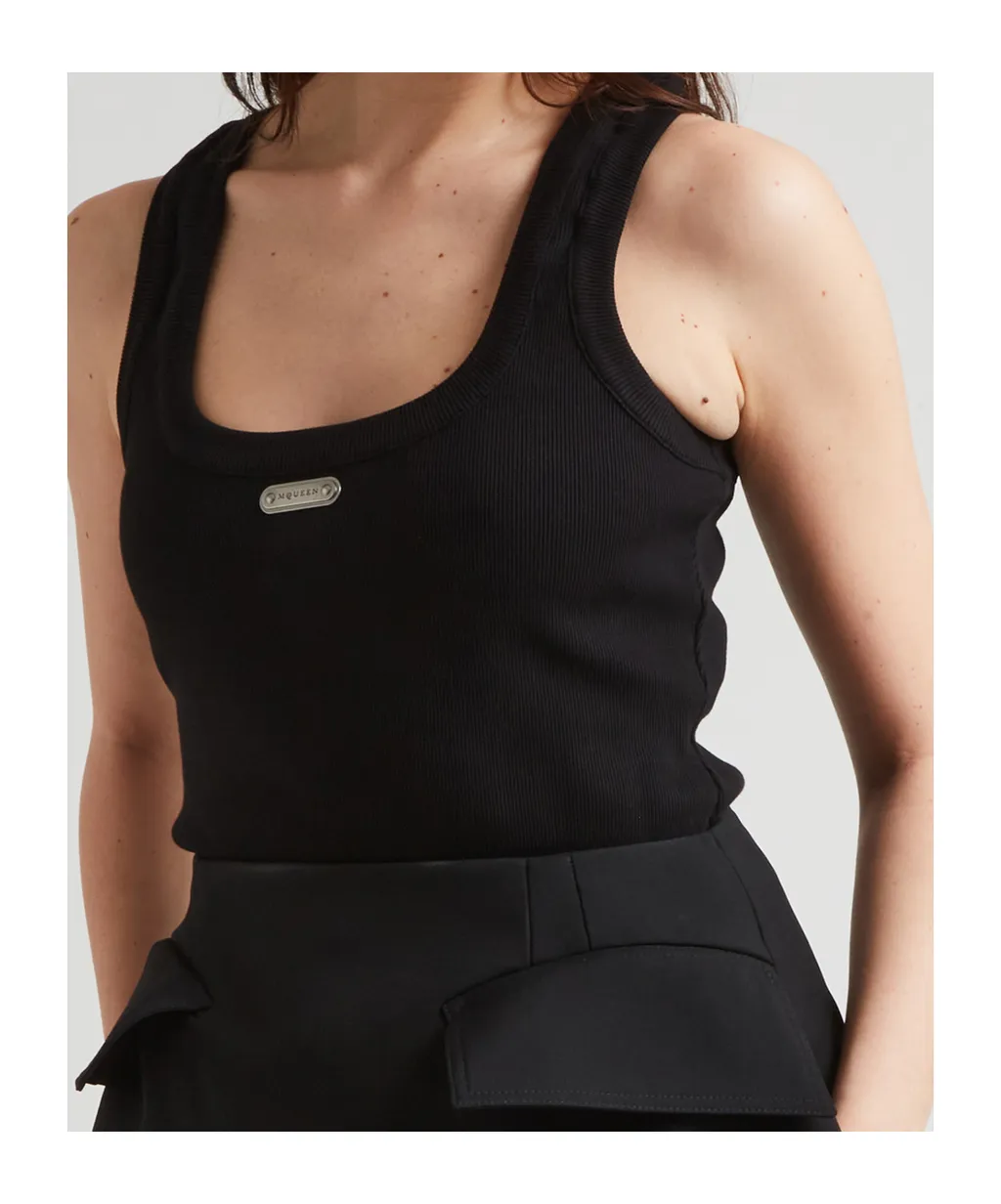 Placket Ribbed Tank Top