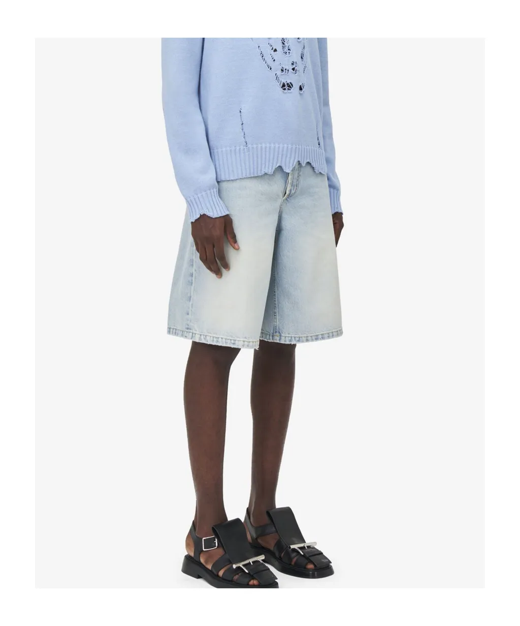 Stonewashed Denim Shorts