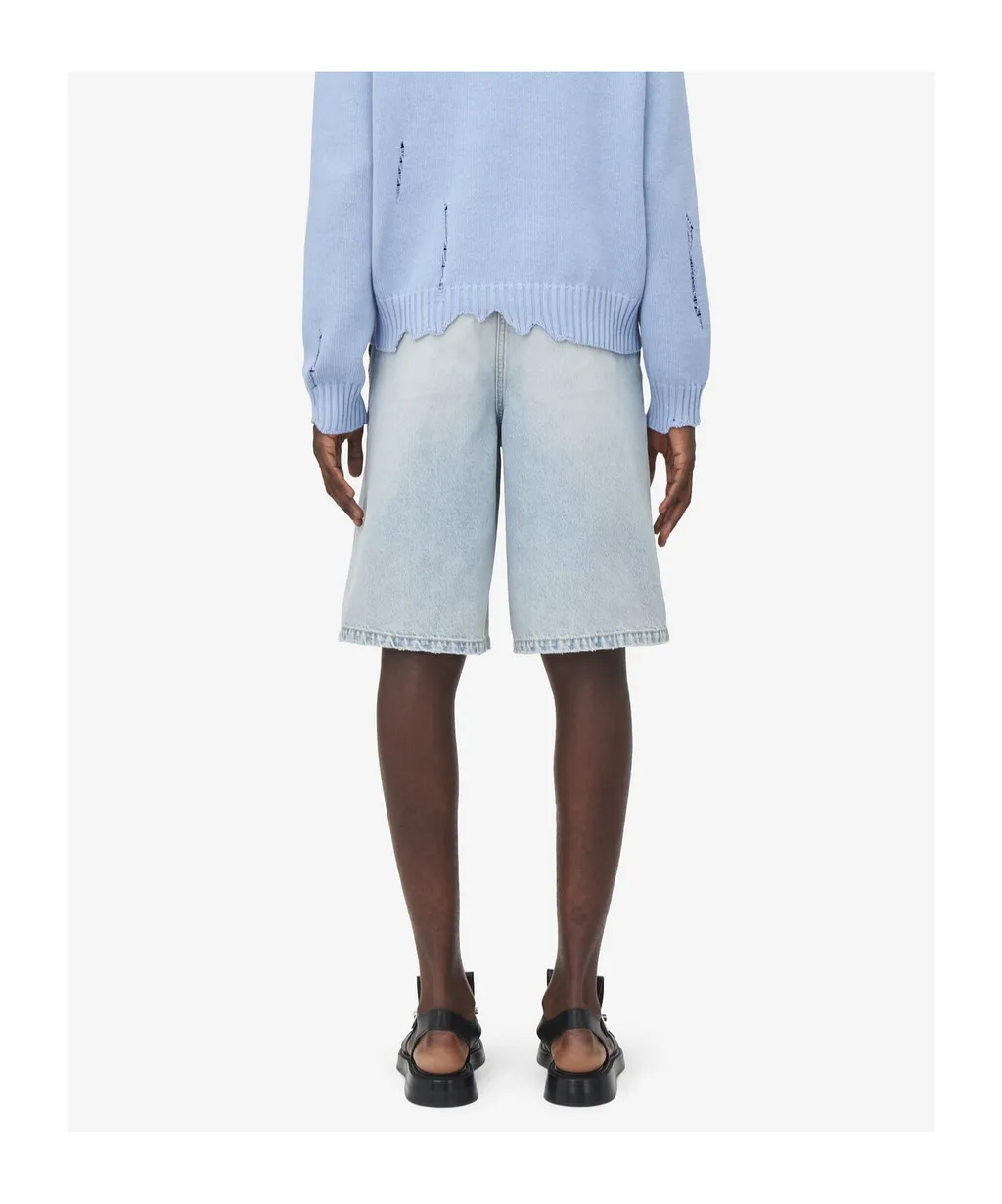 Stonewashed Denim Shorts