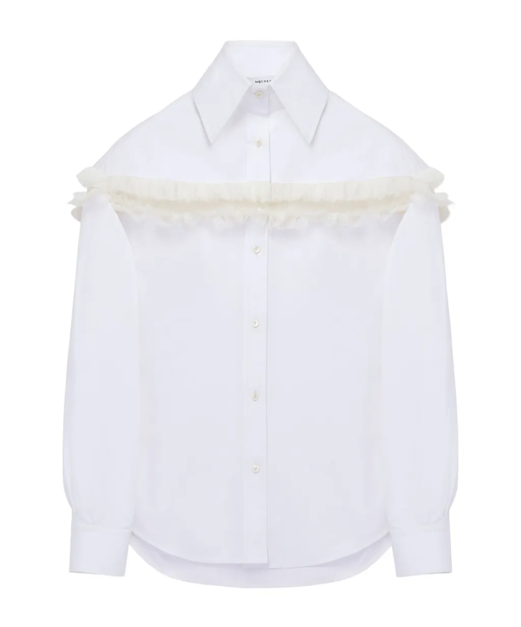 Slashed Creponne Detail Oversized Shirt