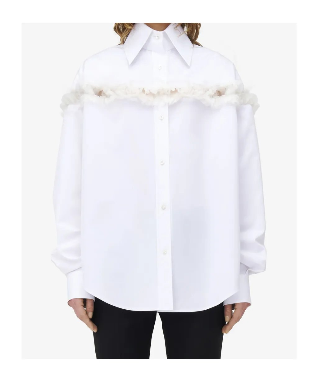 Slashed Creponne Detail Oversized Shirt