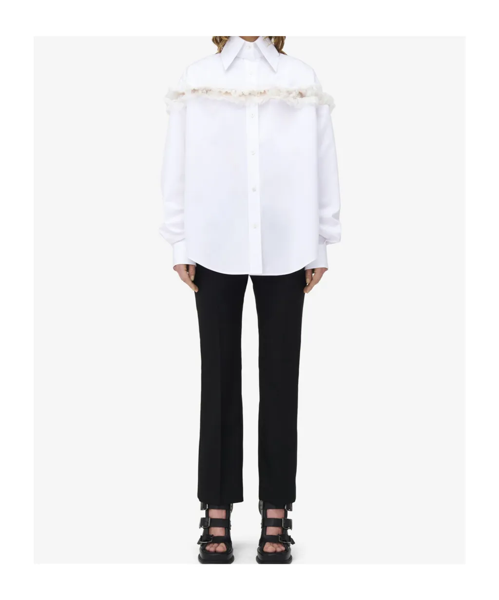 Slashed Creponne Detail Oversized Shirt