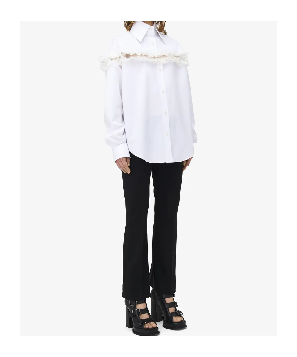 Slashed Creponne Detail Oversized Shirt