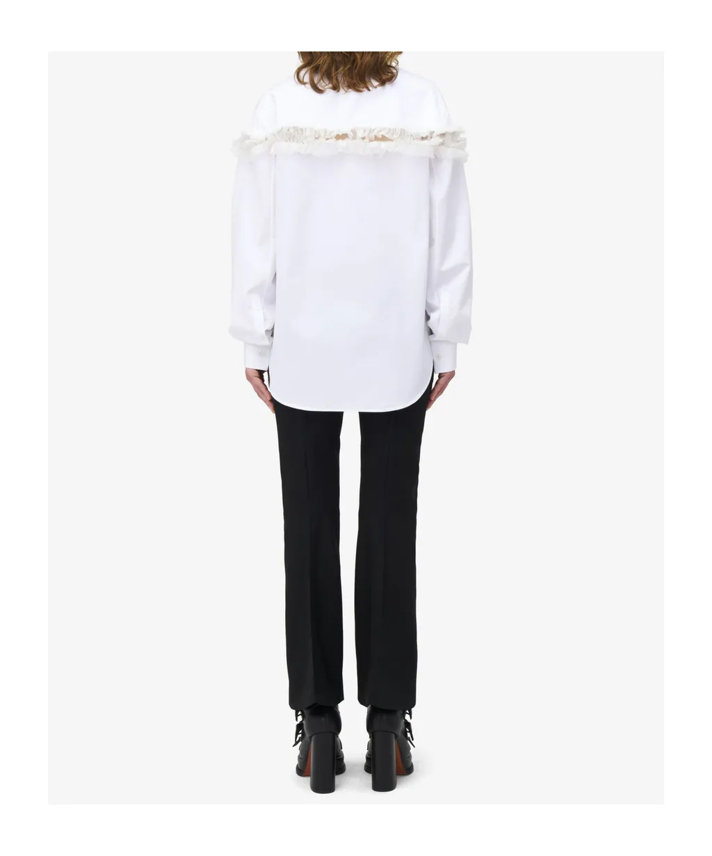 Slashed Creponne Detail Oversized Shirt