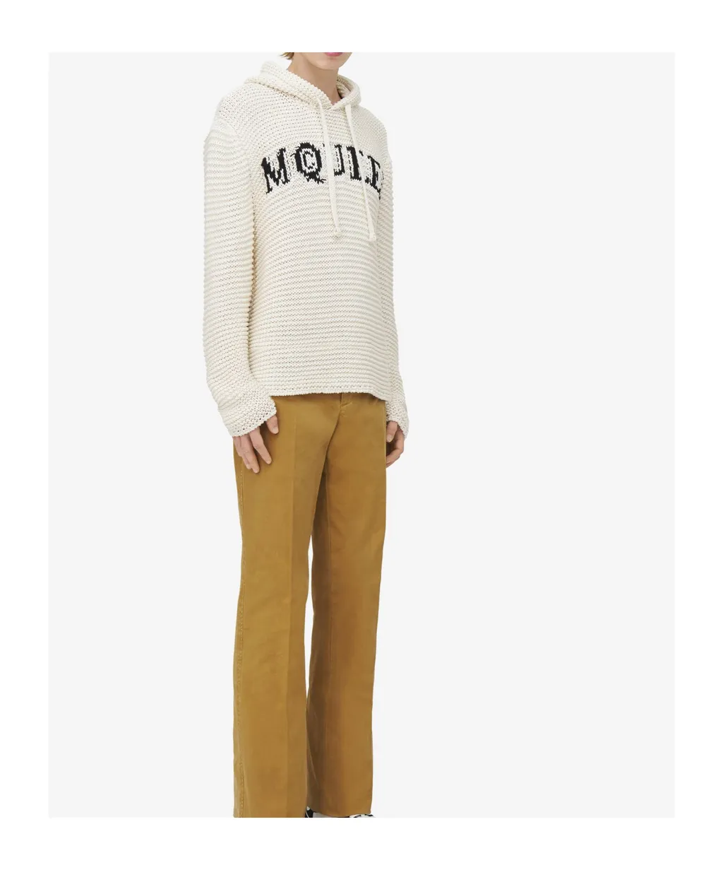 Logo Cropped Knitted Hoodie