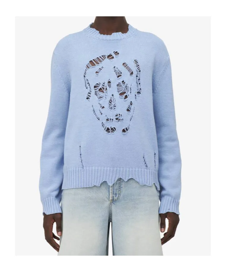 Skull Distressed Knitted Jumper