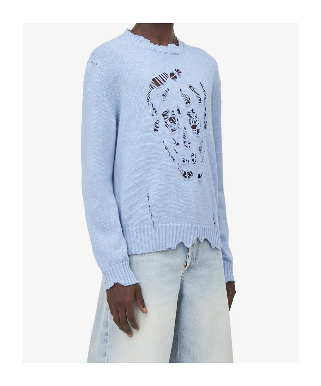 Skull Distressed Knitted Jumper