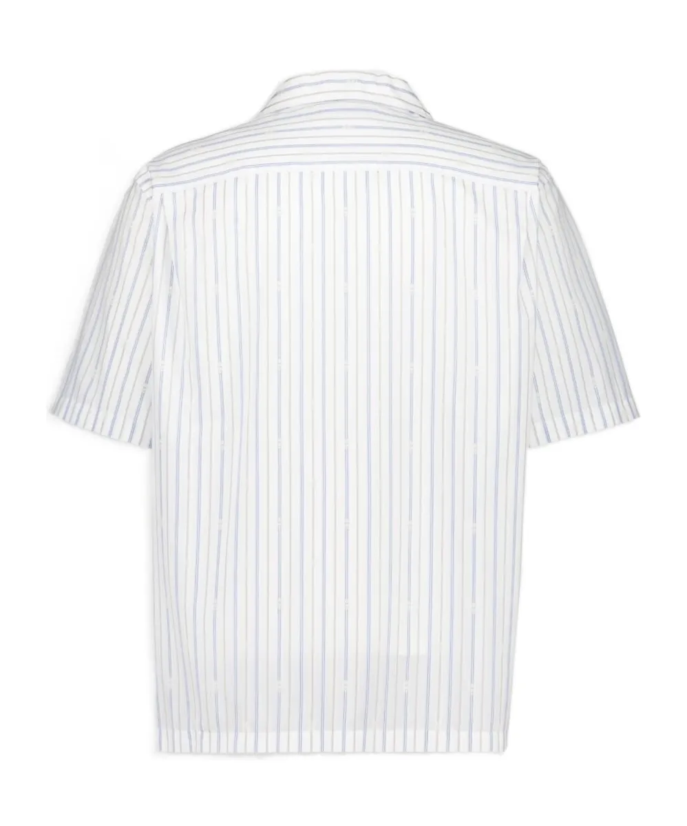 Skull Embroidered Striped Shirt