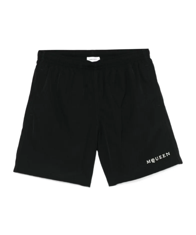 Logo-Embroidered Elasticated Waistband Swim Shorts